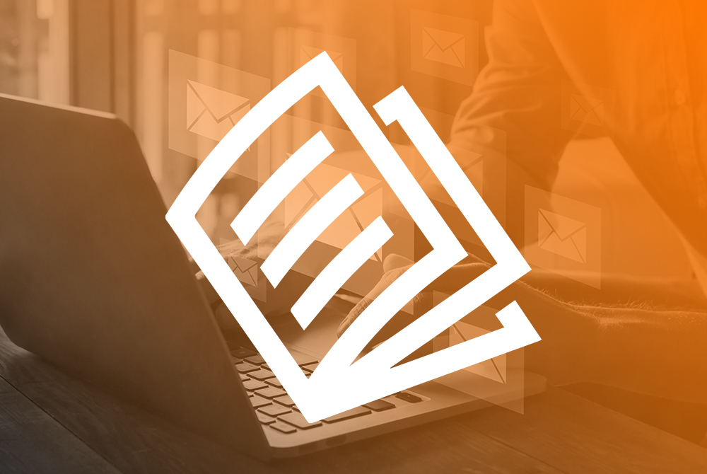 Laptop mit Zeitschriften-Grafik